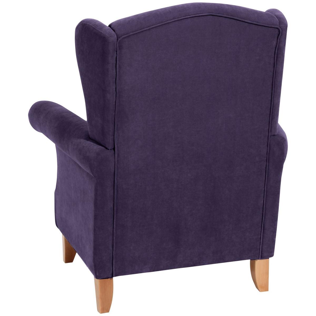 OHRENSESSEL Katria Bezug Veloursstoff Buche natur / violett - Lila, Kunststoff (88/108/84cm) - 58aufmkessel