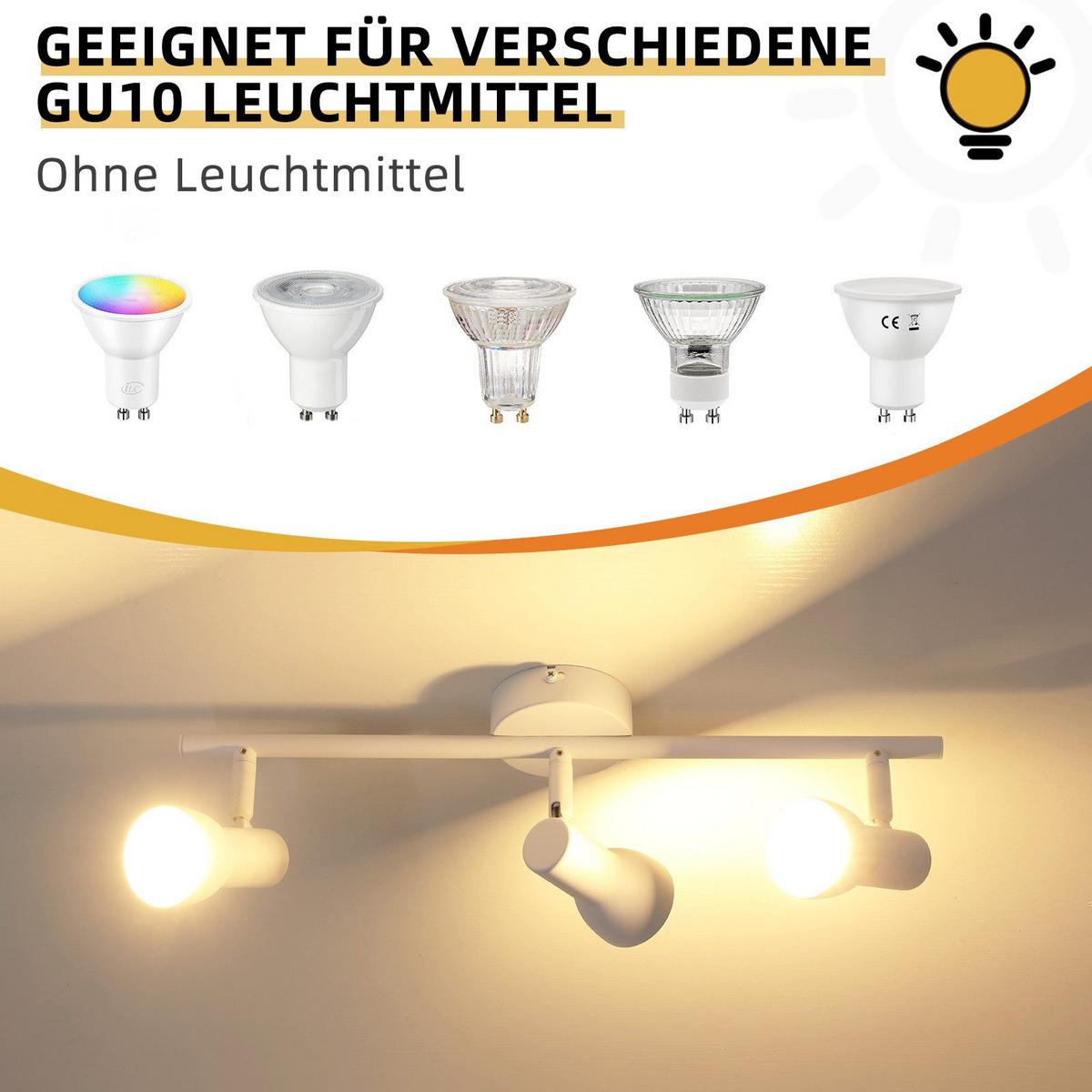 DECKENSTRAHLER Hitzeperl 3-flammig 42.5/8/15.5cm - Weiß, Metall (42.5/8/15.5cm) - Nettlife