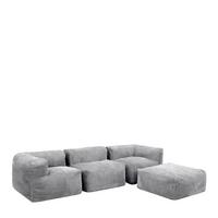 SITZSACK-SOFA 4-tlg. ZEN: 2 Ecksessel, Sessel, Fußstütze - Grau, Textil (390/68/100cm) - icon