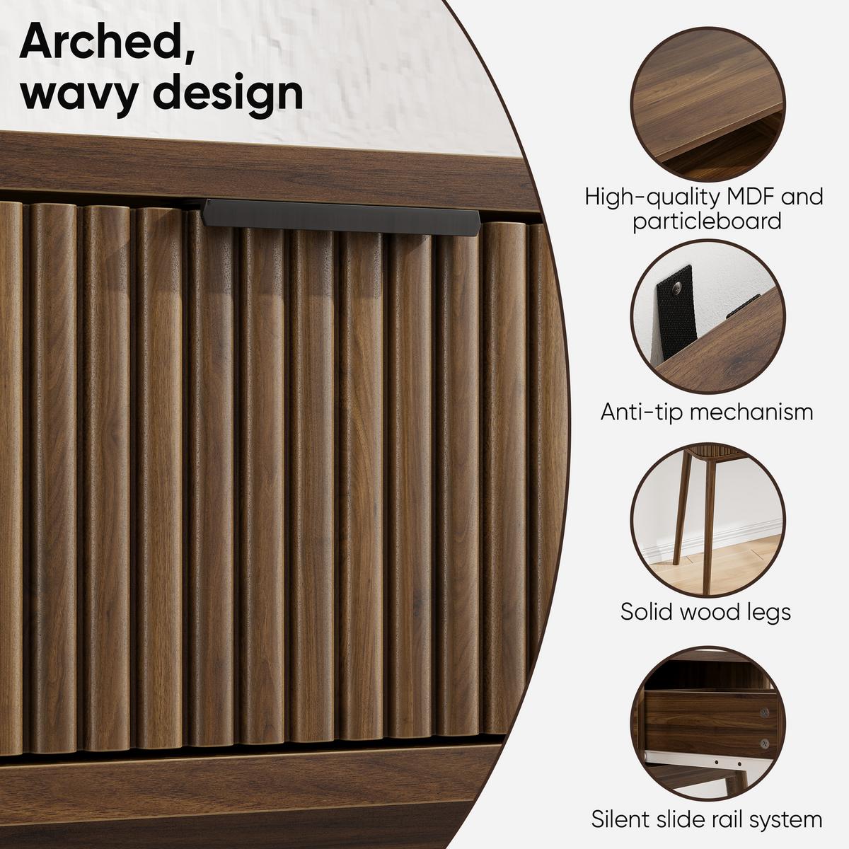 SCHREIBTISCH Mid-Century Walnuss-Optik mit 2 Schubladen & Ablage - Walnussfarben, Holzwerkstoff (35/120/77.6cm) - Urban Meuble