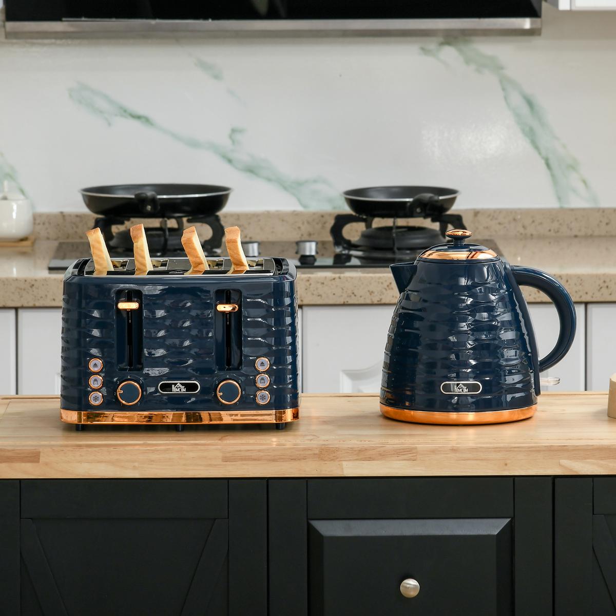 KOCHER-TOASTER-SET 2er Set Kunststoff Stahl Blau - Blau, Kunststoff (19.5/23.2/24.1cm) - HOMCOM