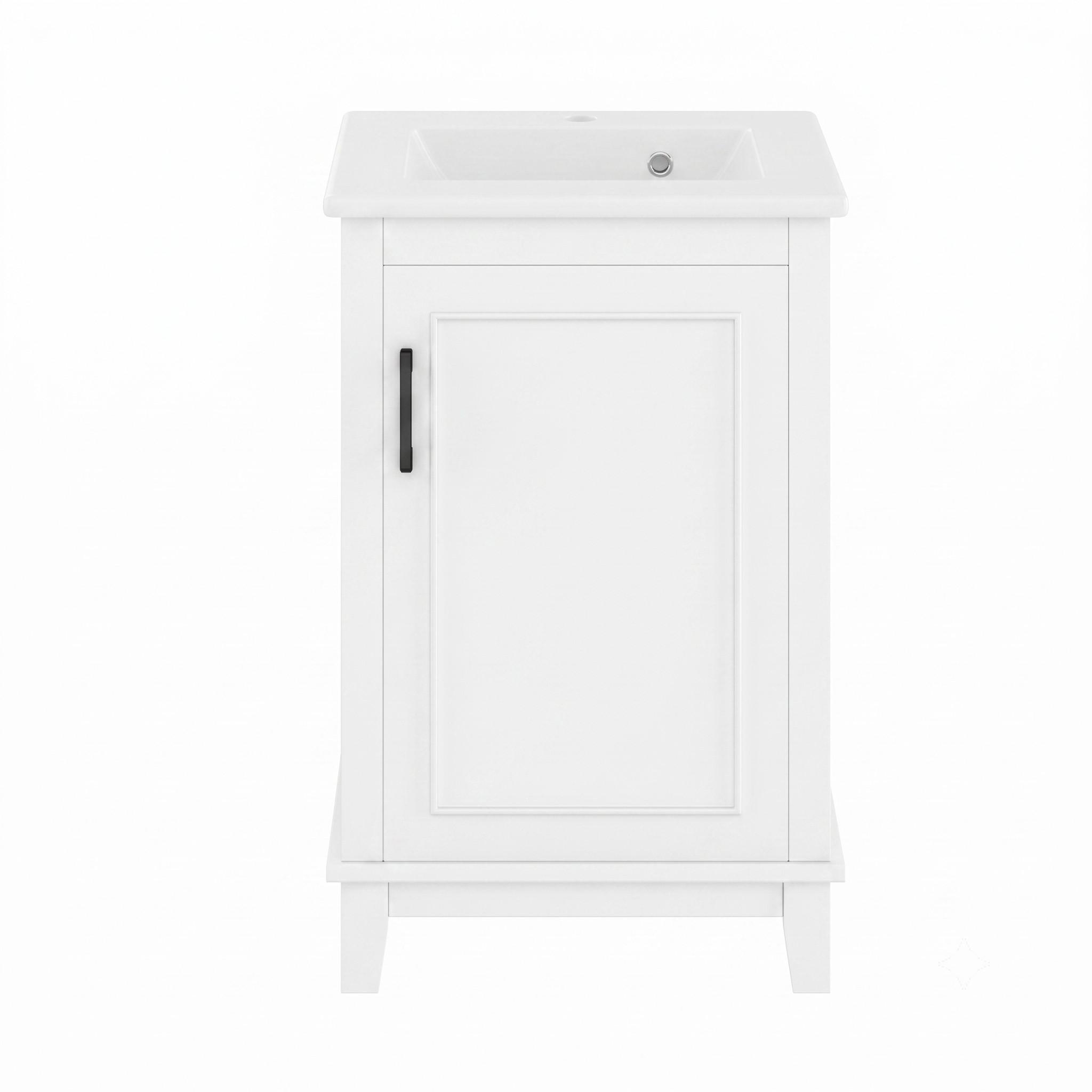 WASCHTISCH mit Unterschrank Weiß 51cm Standschrank mit Keramikbecken - Weiß, Holzwerkstoff (51/83/34cm) - Urban Meuble