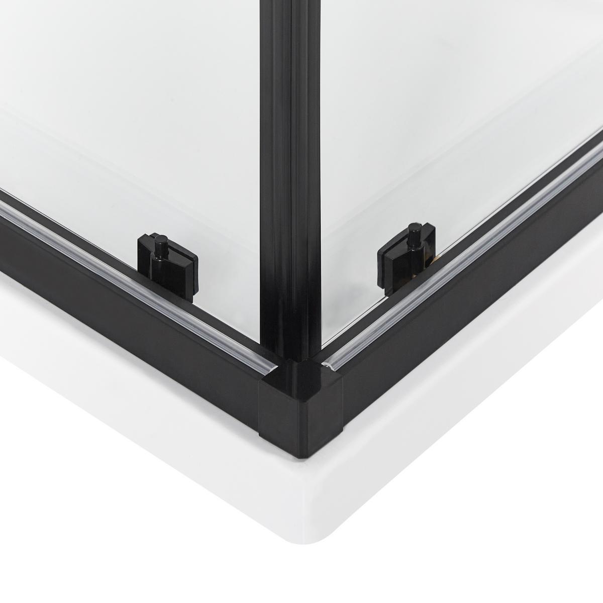 DUSCHKABINE 80/80/185 cm Schwarz Tela - Transparent/Schwarz, Glas (80/80/185cm) - Beliani