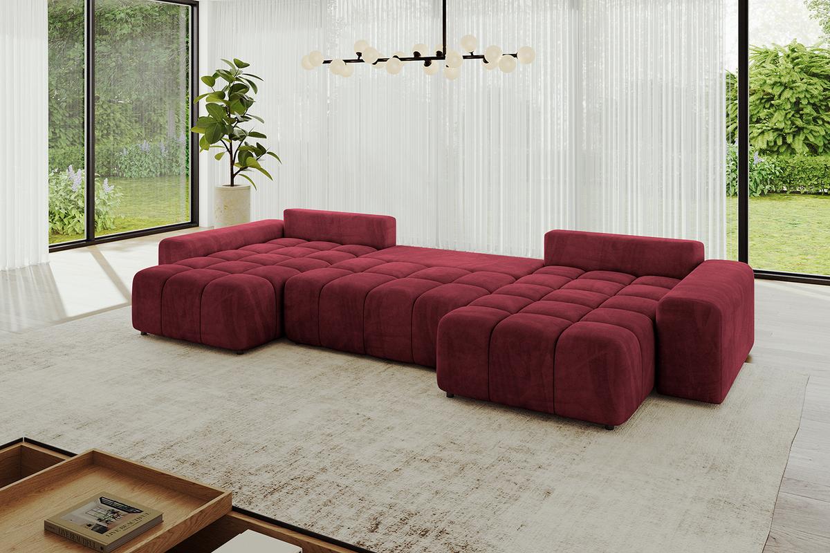 WOHNLANDSCHAFT ENIL-U 401x189x68 Bordeaux Velours - Bordeaux, Holzwerkstoff/Kunststoff (401/68/189cm) - ALTDECOR