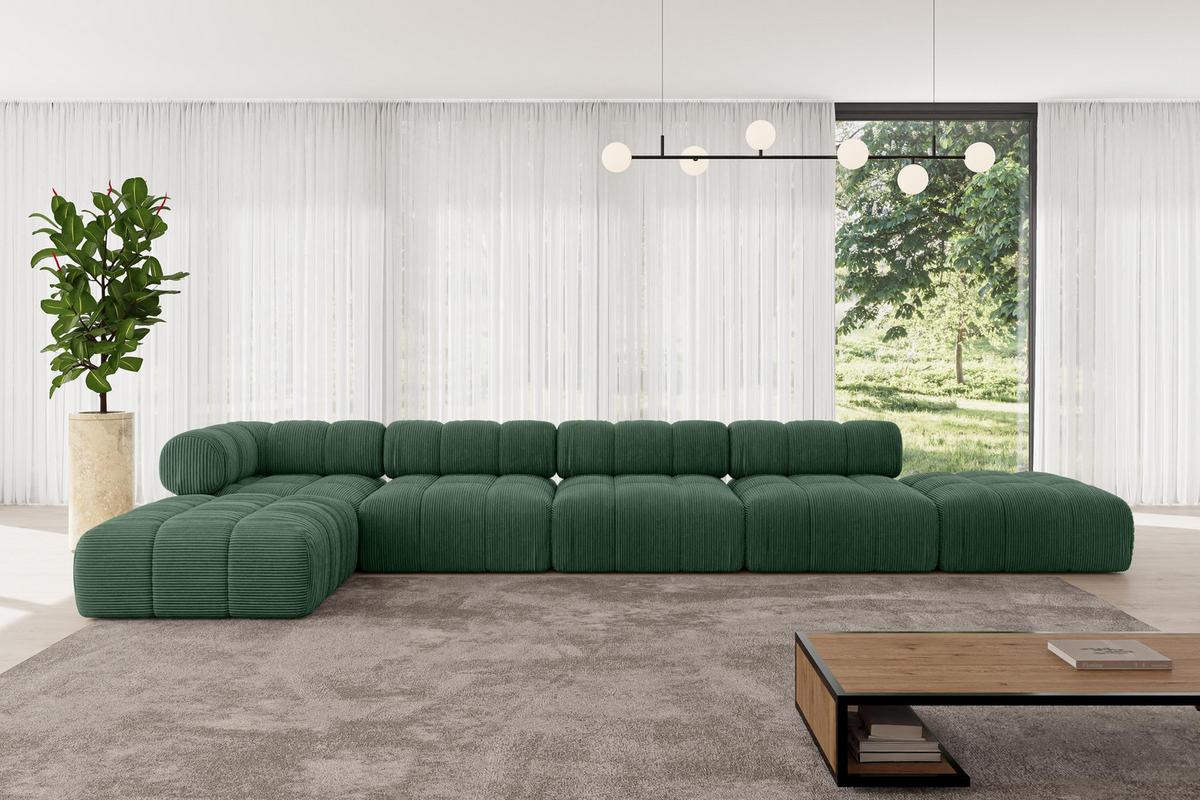 ECKSOFA modulares Sofa Kerru-L3 - 475x190x70 cm Grün Cord - Grün, Holzwerkstoff/Textil (475/190cm) - ALTDECOR
