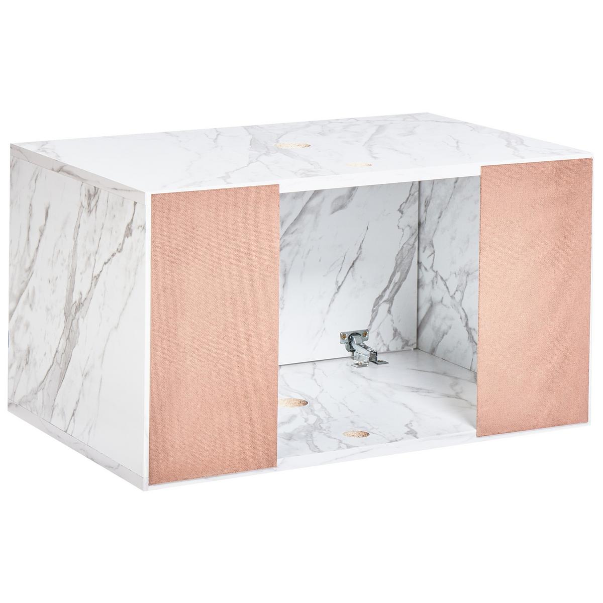 WASCHBECKENUNTERSCHRANK wandmontiertk 60 cm Weißer Marmor Petrolina - Weiß, Holzwerkstoff (60/33/39cm) - Beliani