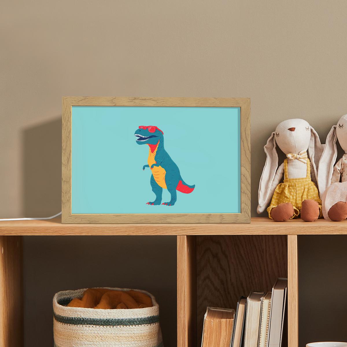 NACHTTISCHLAMPE Dinosaurier - Blau - Sonnenbrille 30x20 cm - Hellblau, Holzwerkstoff (8/30/20cm) - OnlyWow