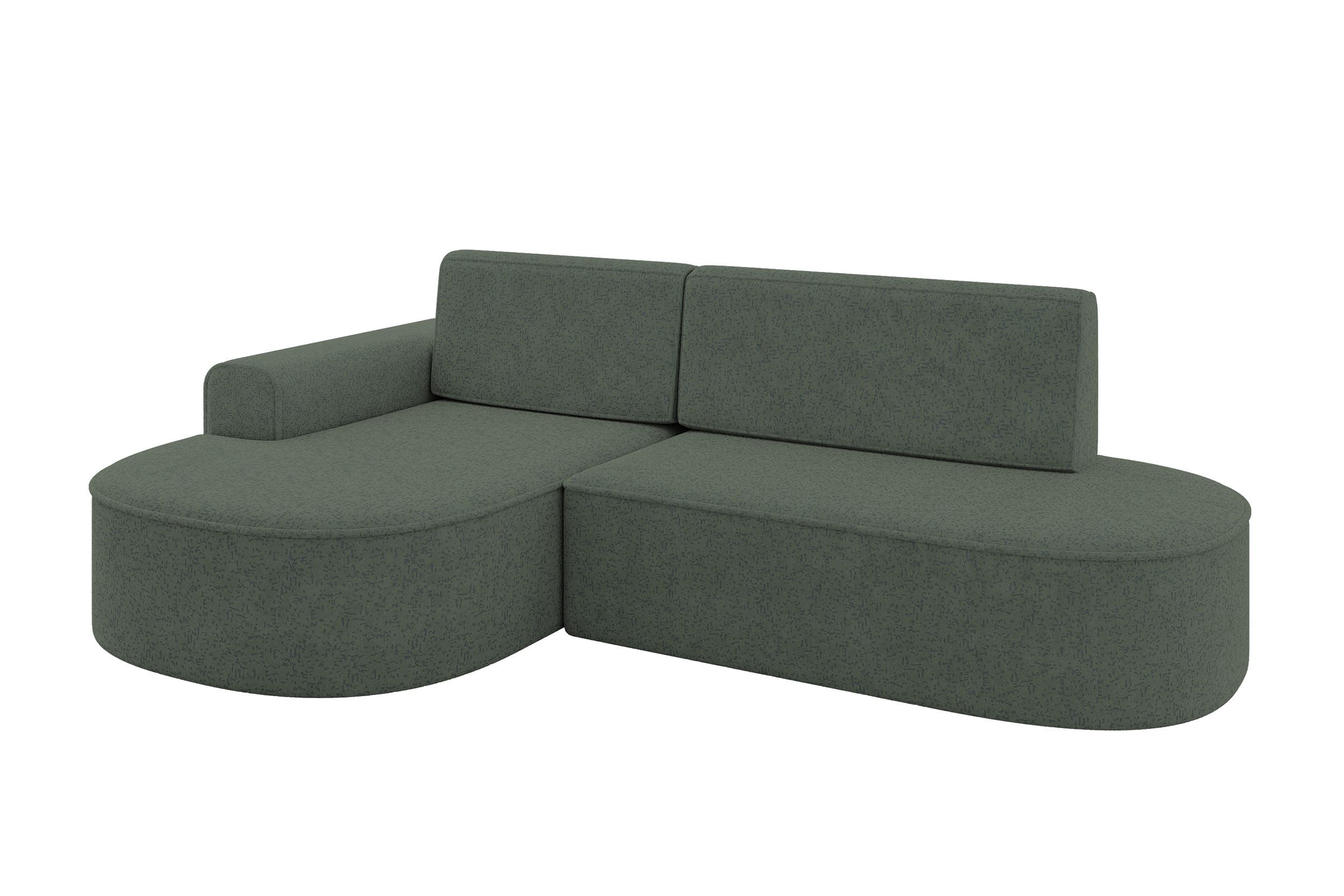 ECKSOFA mit Schlaffunktion und Bettkasten Ottomane Links MARI-L1-S - 283x167x85 cm Grün Tissu - Schwarz/Grün, Holzwerkstoff/Kunststoff (283/167cm) - ALTDECOR