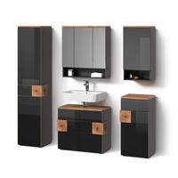 BADMÖBEL-SET Tanaro Anthrazit 5 Teile - Anthrazit, Holzwerkstoff (73/64/37cm) - Livinity®