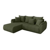 ECKSOFA mit Schlaffunktion Ottomane Links TOKO-L 277x194x86 Grün Bouclé - Schwarz/Olivgrün, Holzwerkstoff/Kunststoff (277/194cm) - ALTDECOR