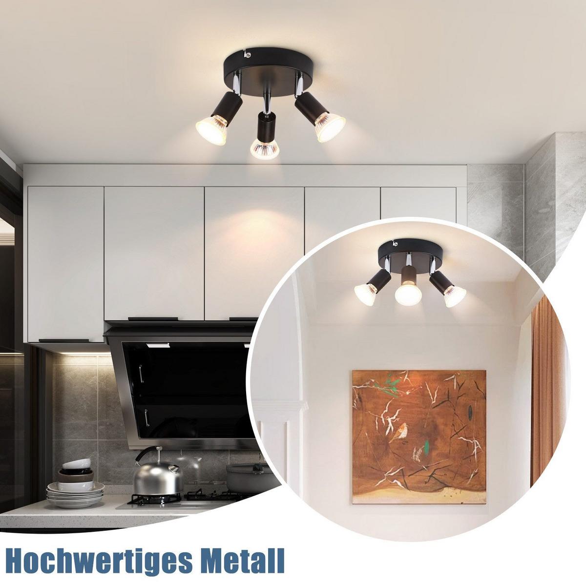 DECKENSTRAHLER Hannah 3-flammig 14/14/11 cm - Schwarz, Metall (14/14/11cm) - Nettlife