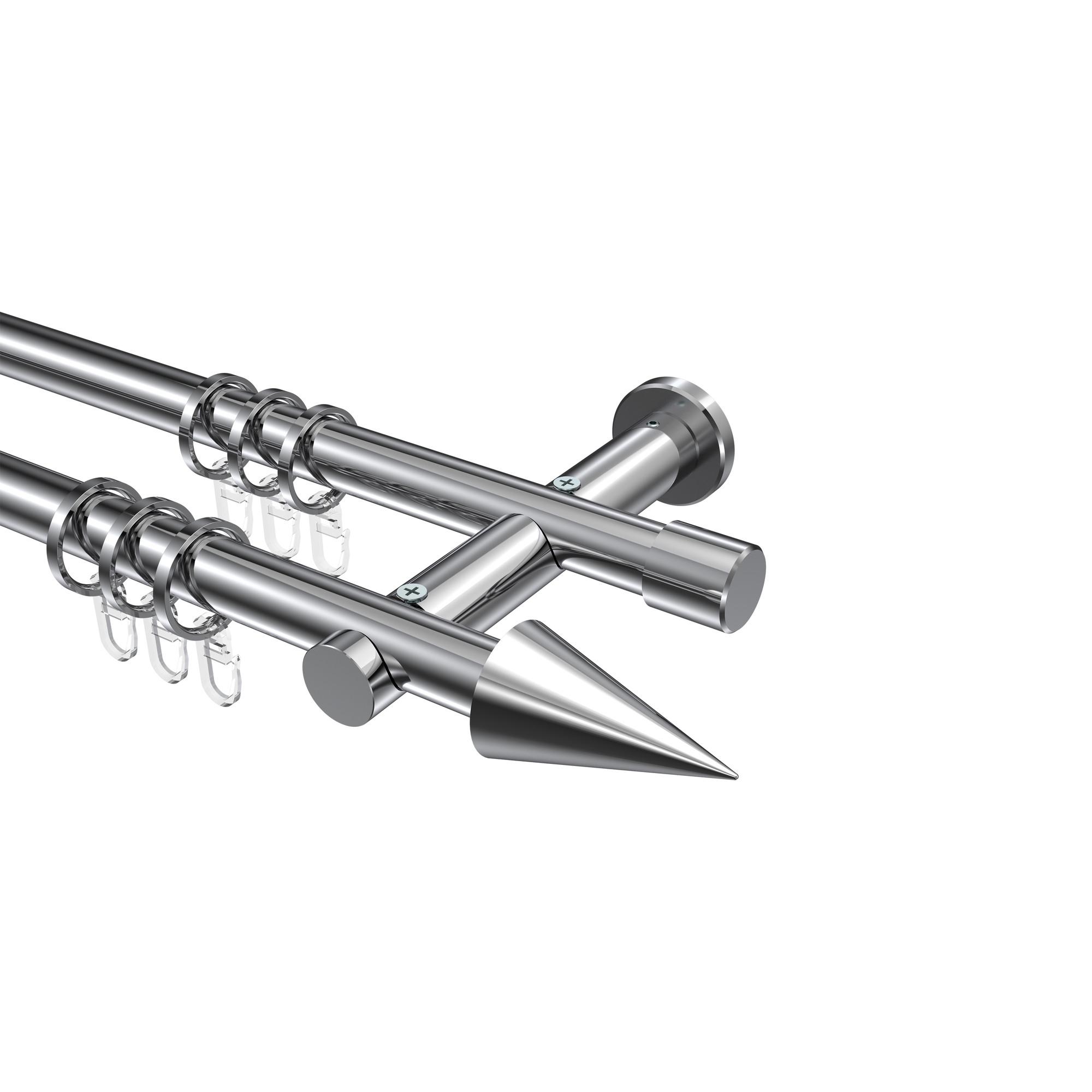 GARDINENSTANGE Platon Savio 540 cm (geteilt in 3 x 180 cm), 2-läufig, 20 mm Ø Chrom - Chromfarben, Metall (540cm) - INTERDECO