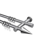 GARDINENSTANGE Platon Savio 540 cm (geteilt in 3 x 180 cm), 2-läufig, 20 mm Ø Chrom - Chromfarben, Metall (540cm) - INTERDECO