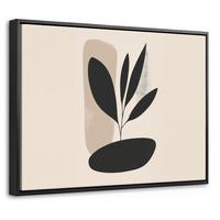 LEINWAND Bilder mit Rahmen - Pflanze - Beige - Japanisch - 40x30 - Schwarz, Textil (40/30cm) - MuchoWow