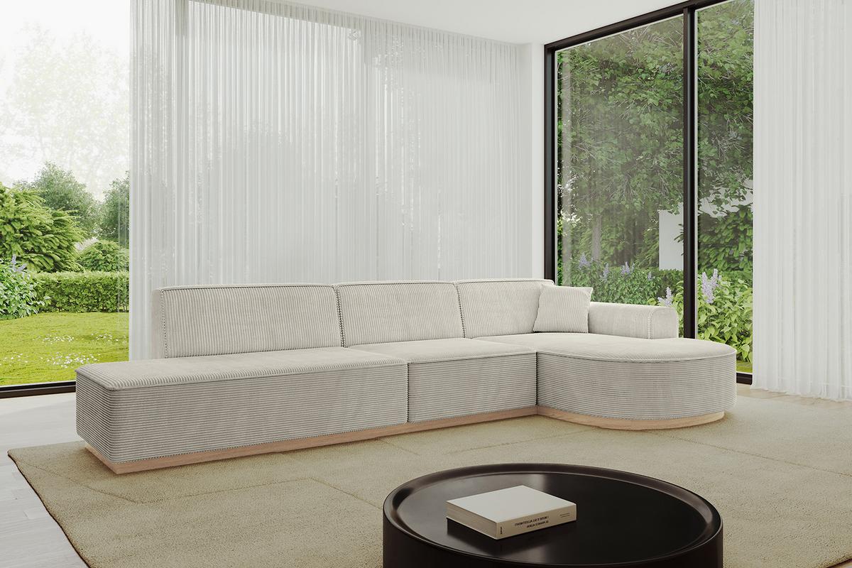 ECKSOFA Ottomane Rechts ARRIO-L2 - 328x171x83 cm Creme - Hellgrau/Creme, Holzwerkstoff/Textil (328/171cm) - ALTDECOR
