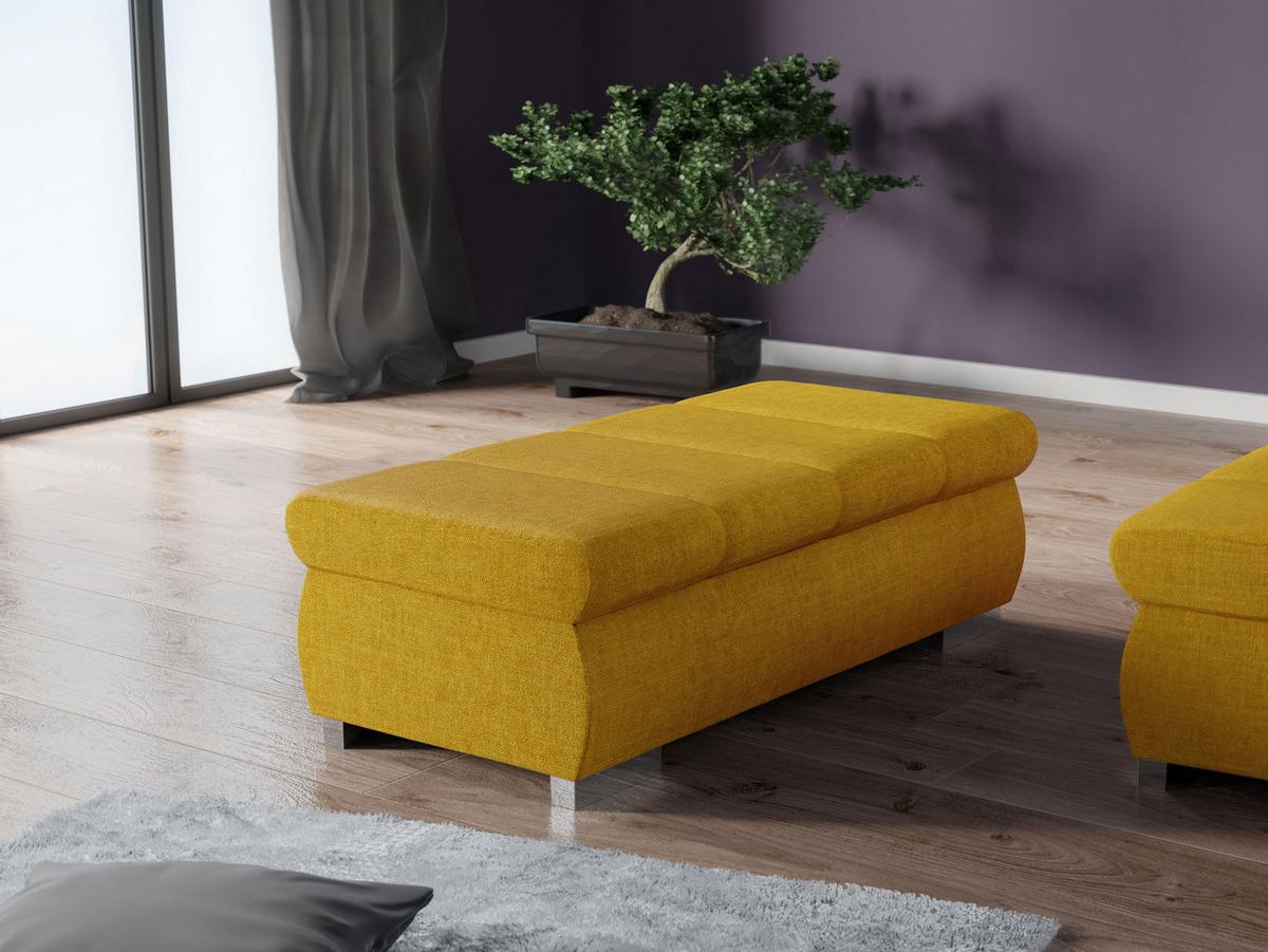 POLSTERHOCKER Bangkok Groß - Gelb/Silberfarben, Holz/Kunststoff (120/39/60cm) - MIRJAN24