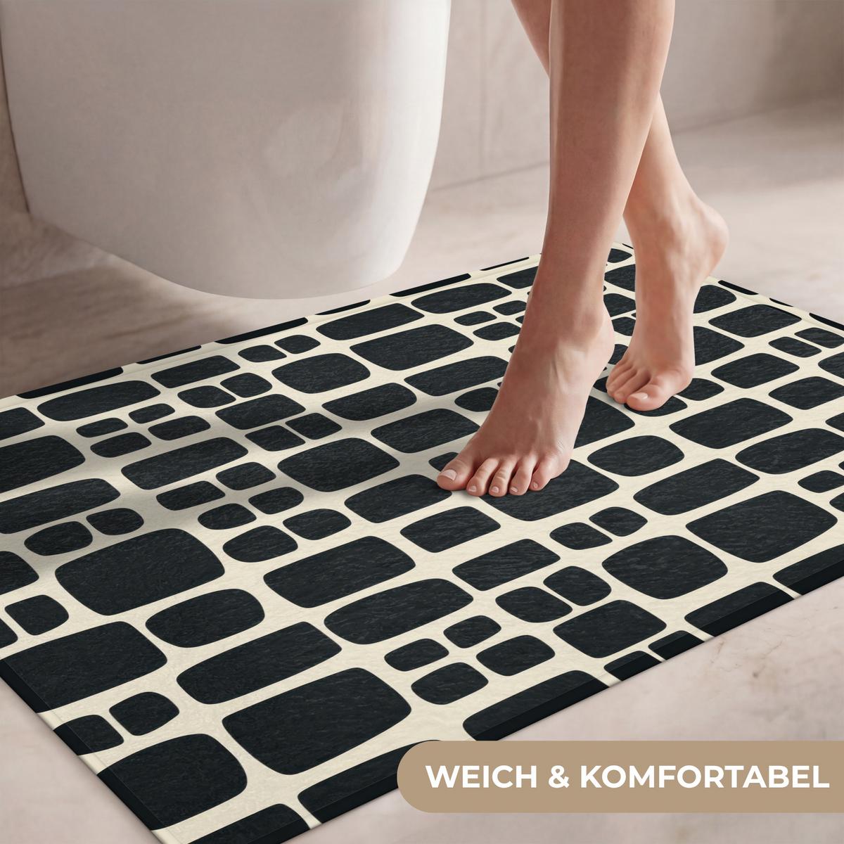 WC-VORLEGER Modern - Bio - Schwarz Toilettenteppich 90x60 cm - Anthrazit, Textil (90/1cm) - OnlyWow