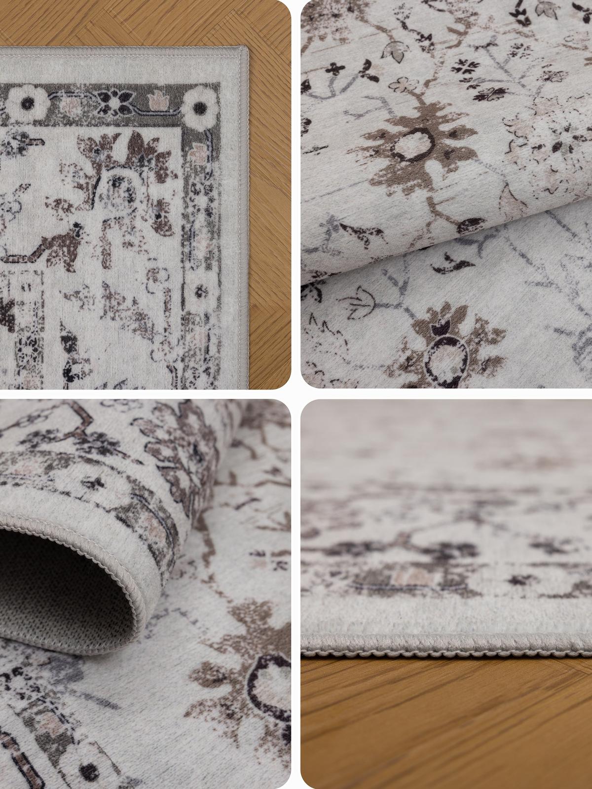 LÄUFER waschbar, mit floralen Ornamenten, VERNANTE in Creme, 80 x 150 cm - Beige, Textil (80/150cm) - KADIMA DESIGN