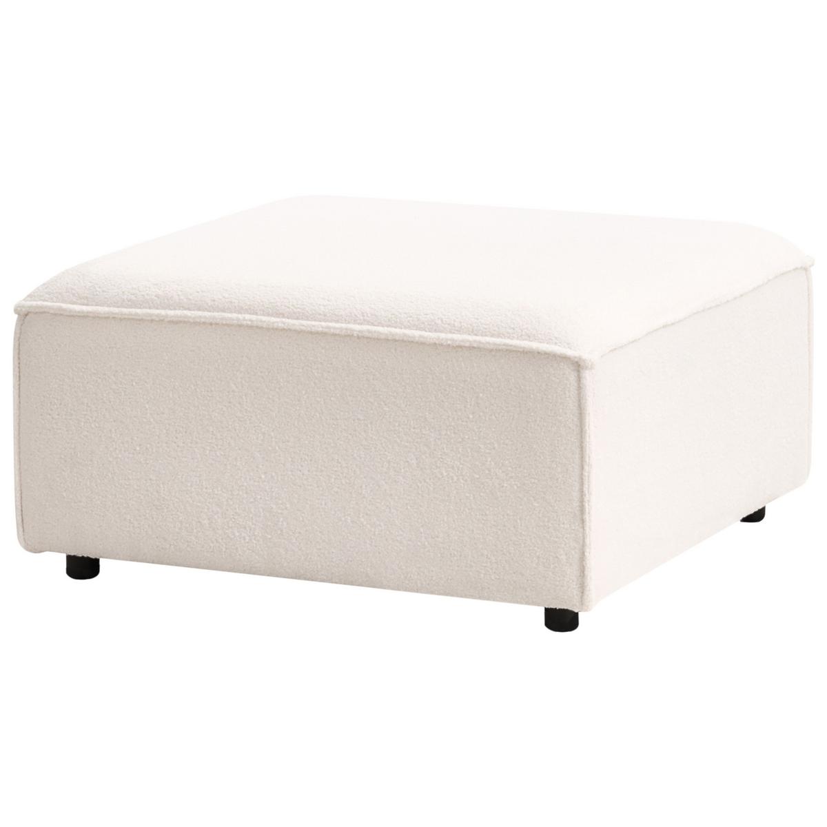 OTTOMANE Bouclé Cremeweiß Ardal - Creme/Schwarz, Textil (88/43/88cm) - Beliani