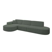 ECKSOFA Ottomane Links MARI-L2 - 328x171x79 cm Grün Tissu - Schwarz/Grün, Holzwerkstoff/Kunststoff (328/171cm) - ALTDECOR