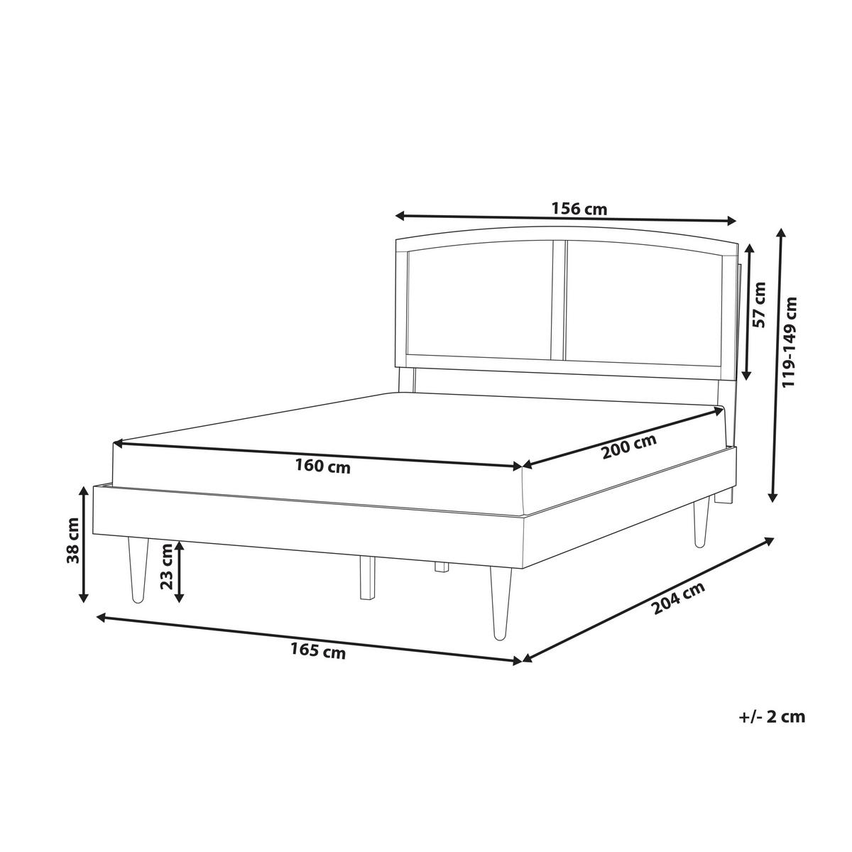 BETT mit Lattenrost 160/200 cm Gummibaumholz Braun Varzy - Braun, Holz (160/200cm) - Beliani