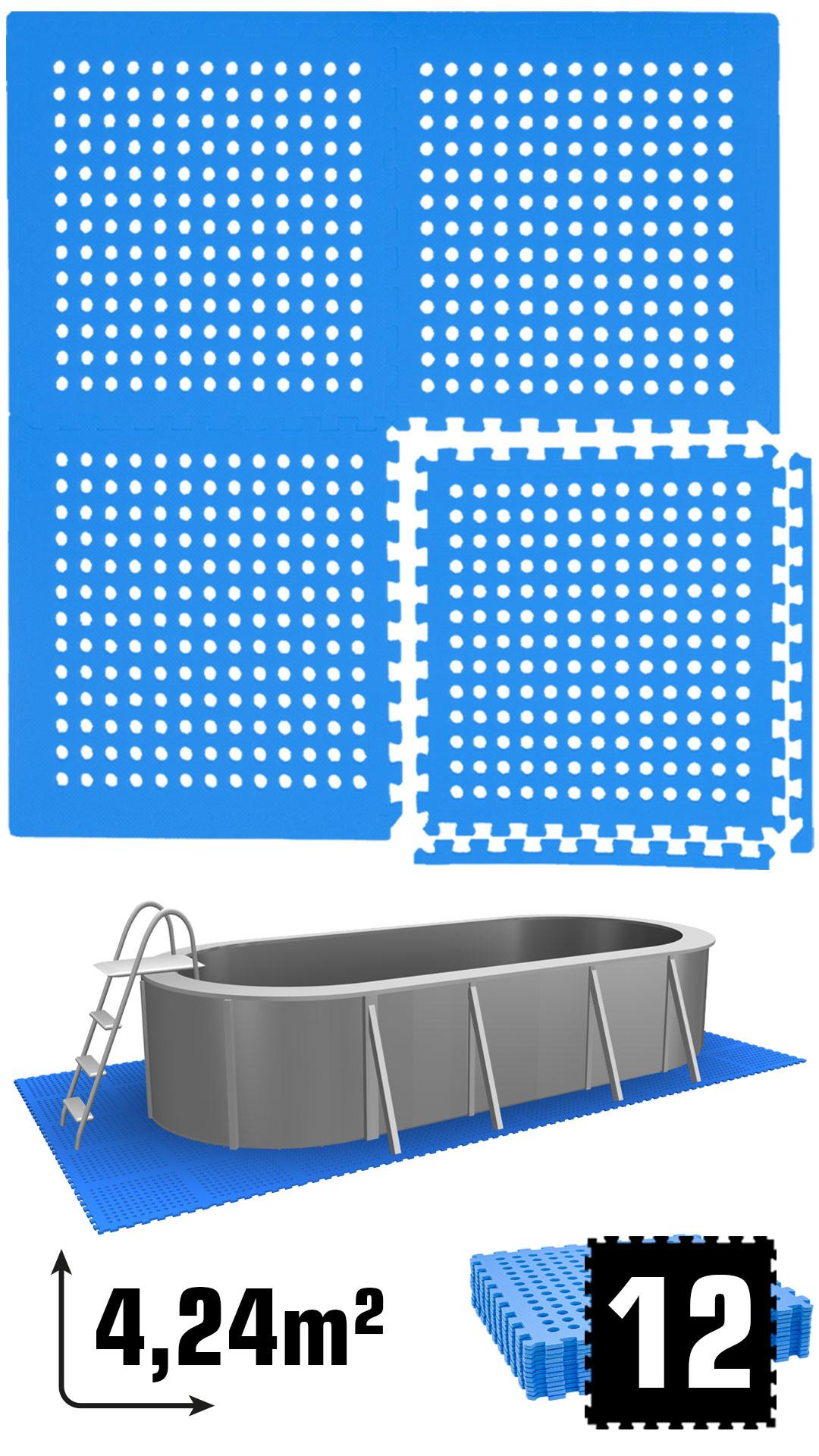 POOLMATTEN 4,2m² 12 EVA Matten 62 cm Blau - Blau, Kunststoff (62/62cm) - eyepower