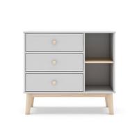 KOMMODE mit 3 Schubladen und 2 offenen Fächern, L90 cm 40/90/81 cm - Weiß, Holzwerkstoff (40/81/90cm) - Calicosy