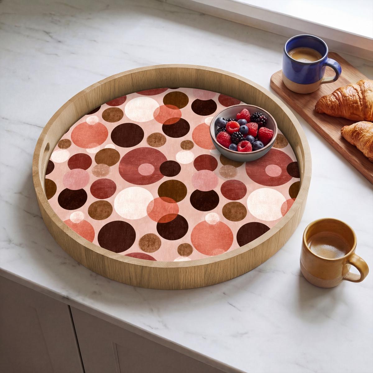 TABLETT Kreise - Modern - Farbenfroh 50x50 cm - Rosa, Holz (50/5/5cm) - OnlyWow