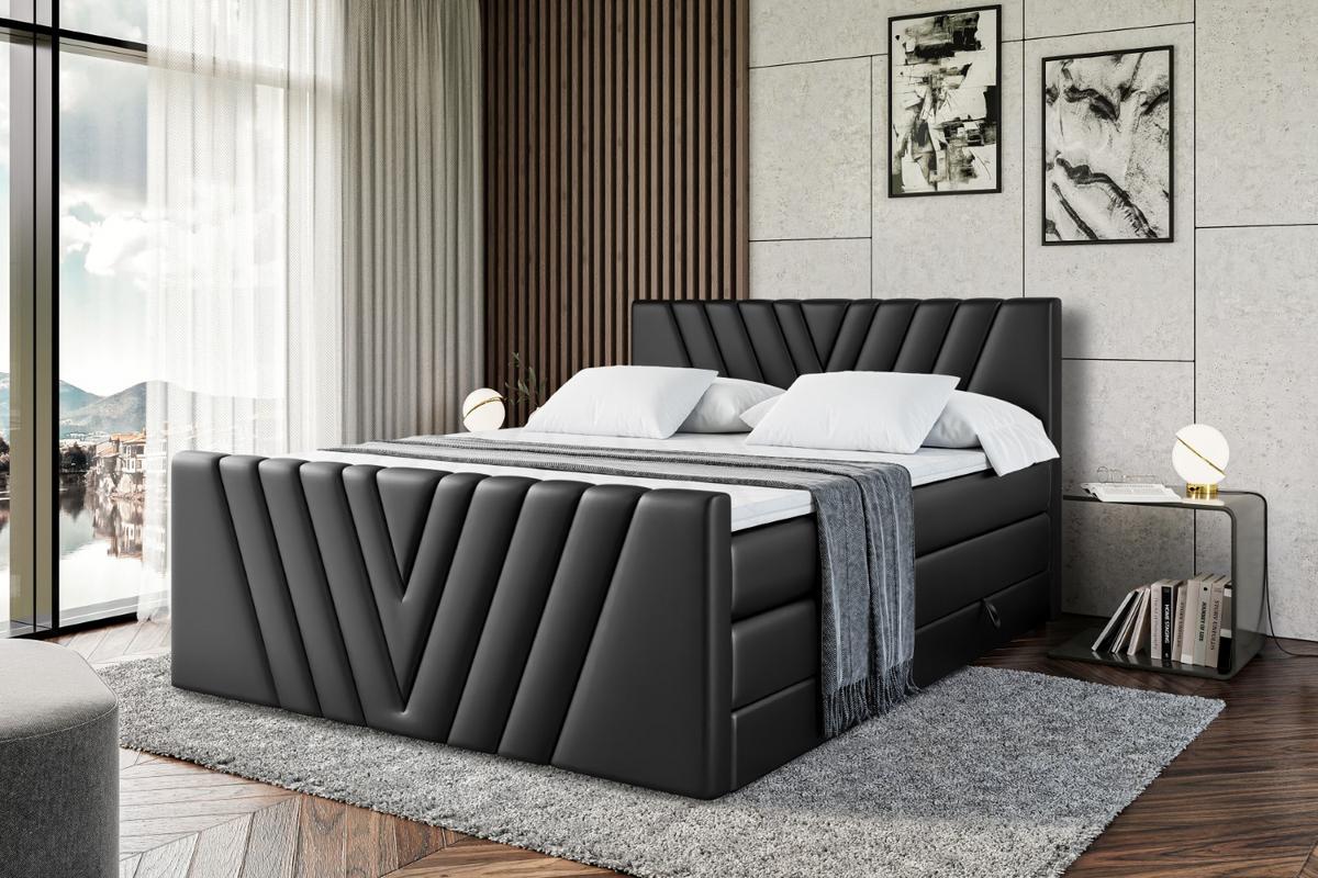 BOXSPRINGBETT ERNINA-Z KING - 140x200 - H3/H4 - Schwarz Hochglanz - Schwarz Hochglanz, Holzwerkstoff (140/200cm) - ALTDECOR