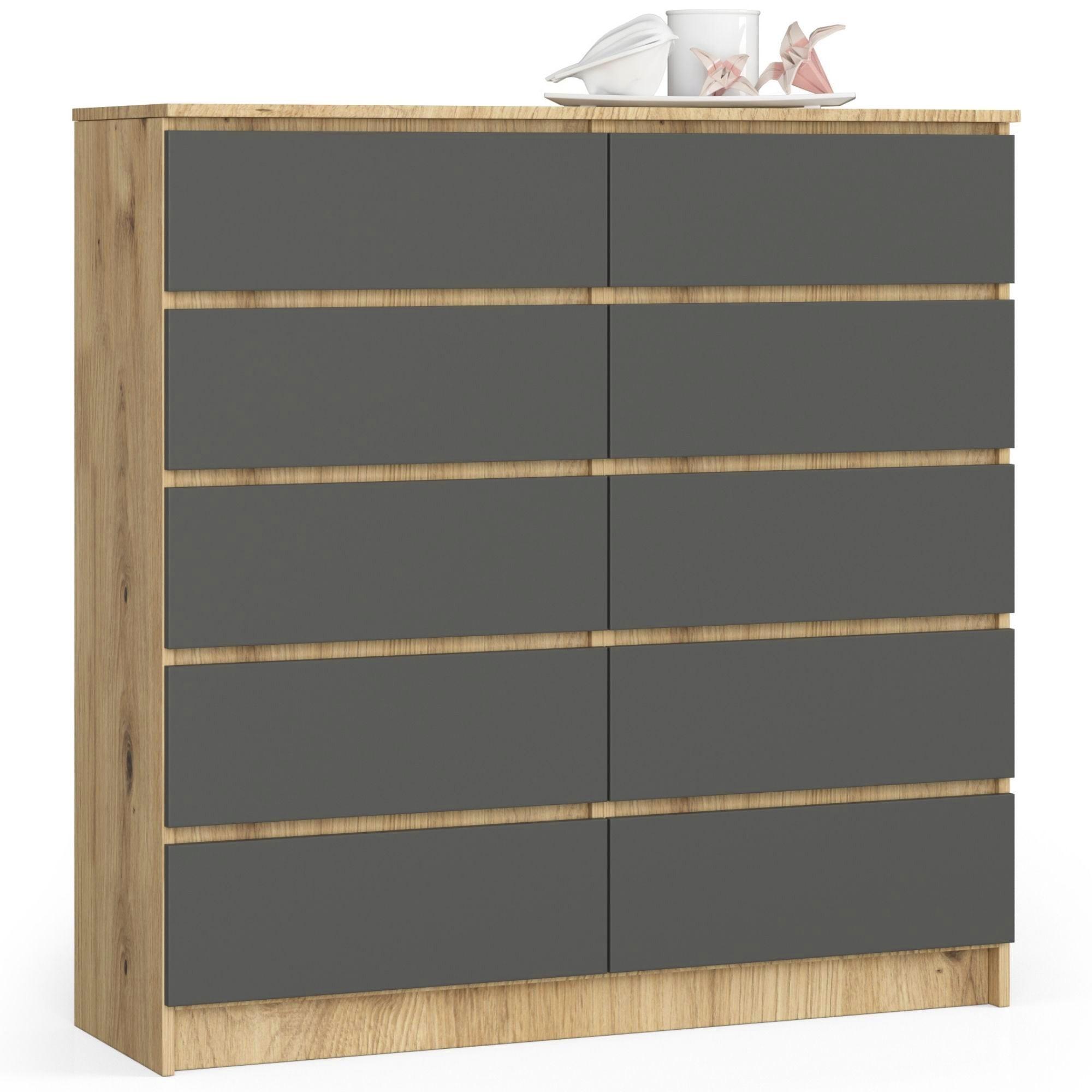 KOMMODE Eiche Artisan, Graphit Grau 121/120/40 - Eiche Artisan, Holzwerkstoff (120/121/40cm) - RAUMHIRSCH FURNITURE