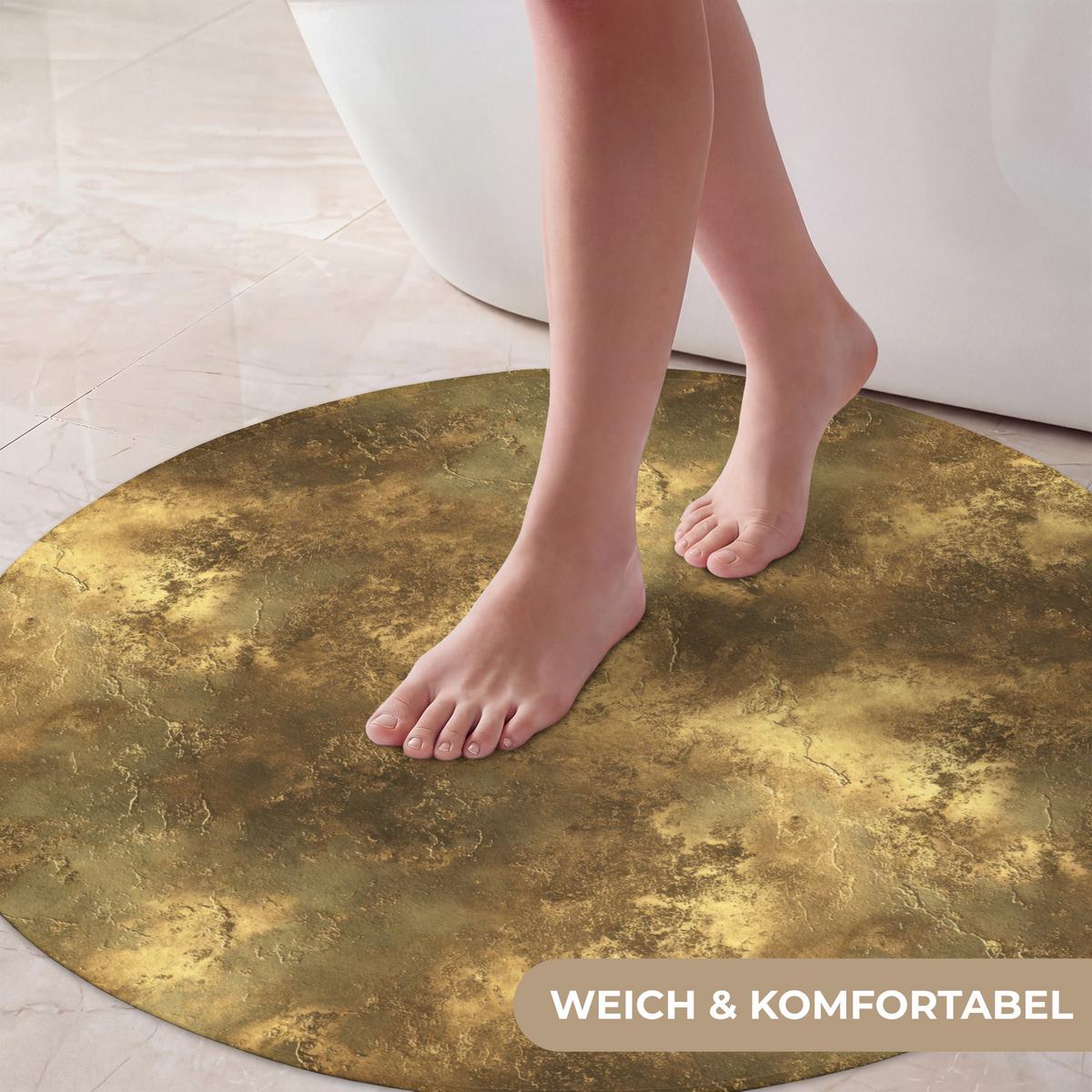 BADEMATTE Antik - Metallic-Look - Gold Badvorleger 70x70 cm - Goldfarben, Textil (70/70cm) - OnlyWow