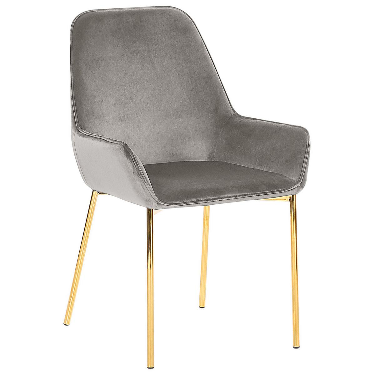 ESSZIMMERSTUHL 2er-Set Samtstoff Grau Loverna - Grau, Textil/Metall (56/89/59cm) - Beliani