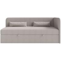 JUGENDBETT Calmmo Dunkelbeige mit Chenille-Bezug, Kopfteil rechts - Cappuccino, Textil (90/200cm) - Selsey