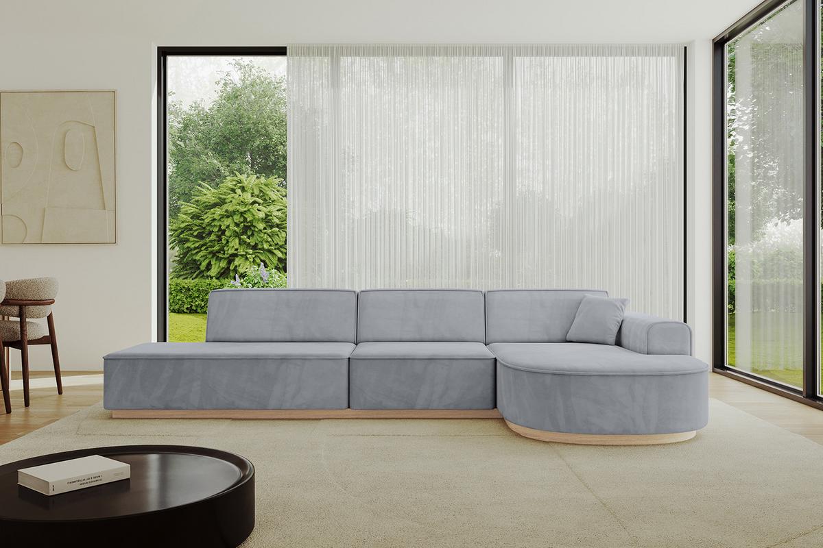 ECKSOFA Ottomane Rechts ARRIO-L2 - 328x171x83 cm Hellgrau - Grau, Holzwerkstoff/Textil (328/171cm) - ALTDECOR