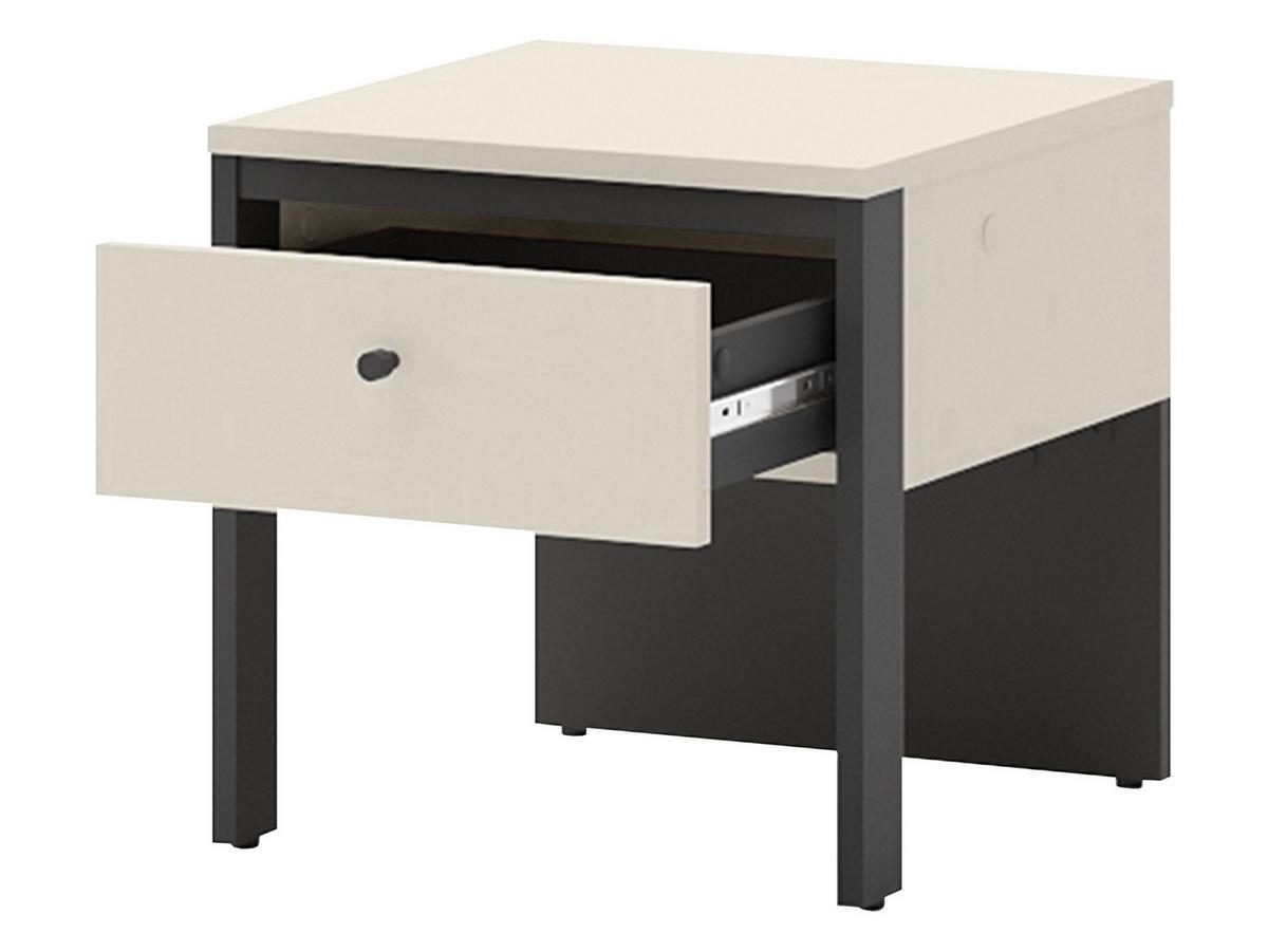 NACHTTISCH 1S Enna EN-05 - Sandfarben/Schwarz, Holzwerkstoff/Kunststoff (40/40/40cm) - MIRJAN24