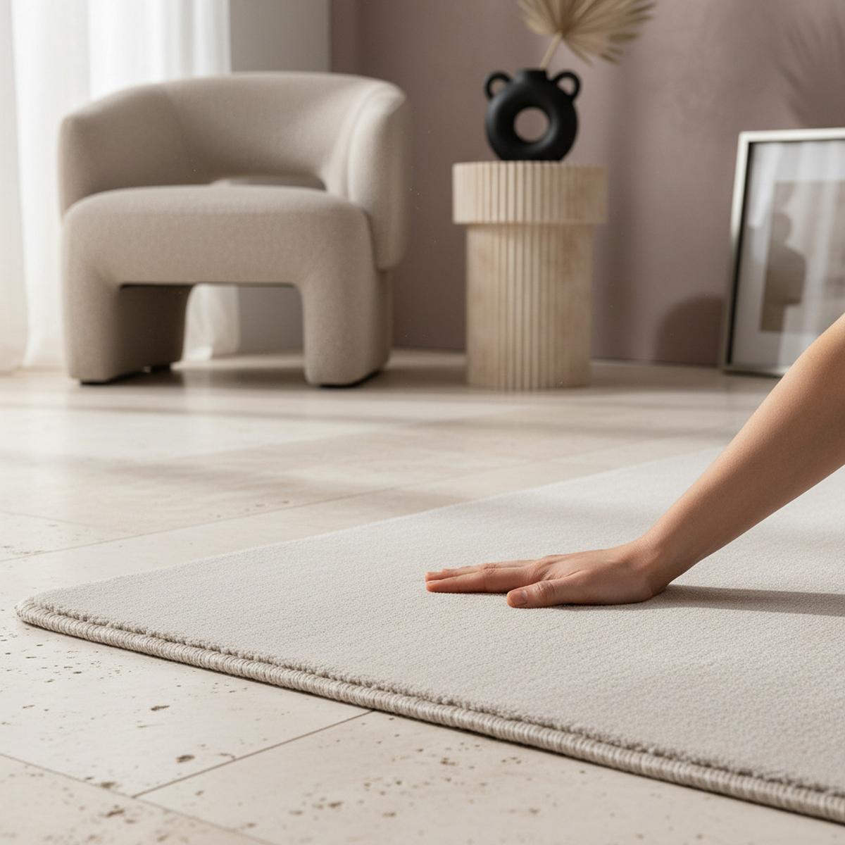 TEPPICH Kurzflor Waschbar LECH in Creme, einfarbig, 140 x 200 cm - Beige, Textil (200/140cm) - KADIMA DESIGN