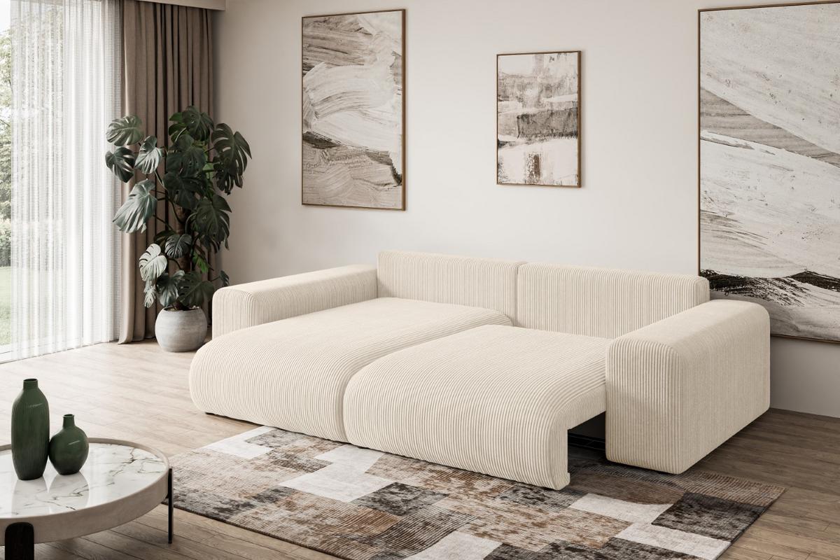 ECKSOFA Ottomane links ESKAR-L 266x176x72 Taupe Cord - Taupe/Schwarz, Holzwerkstoff/Kunststoff (266/176cm) - ALTDECOR
