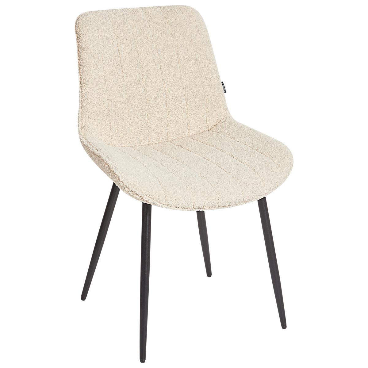ESSZIMMERSTUHL 2er-Set Bouclé Helles Beige Dubrovnik - Beige/Schwarz, Textil (53/81/58cm) - Beliani