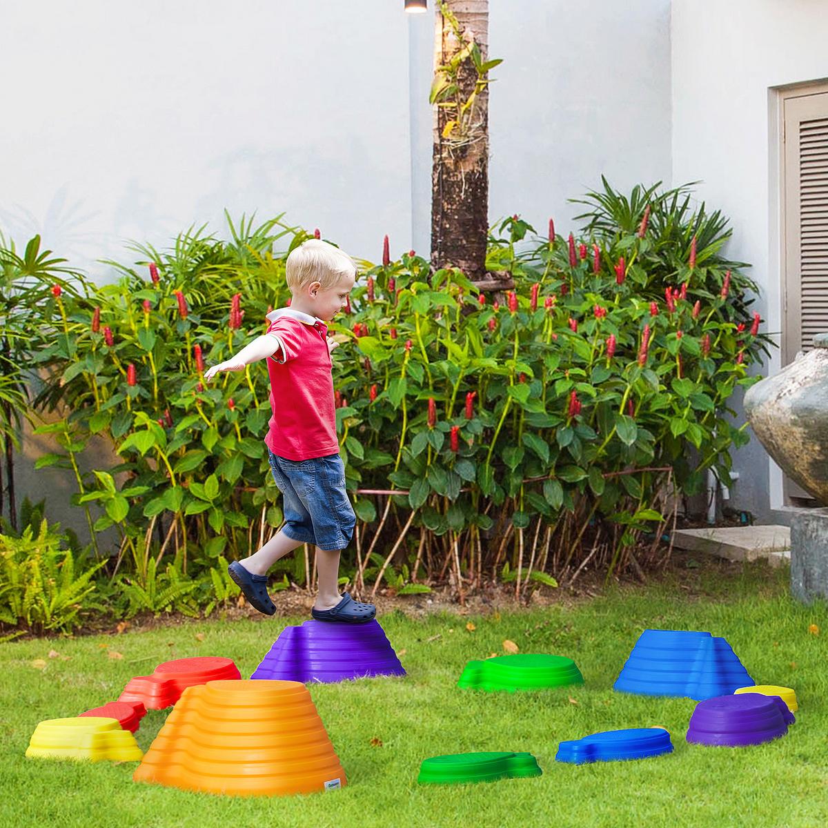 BALANCIERSTEINE für Kinder Flußsteine 11-teiliges Balance Steine - Multicolor, Kunststoff (31/20/42cm) - Outsunny