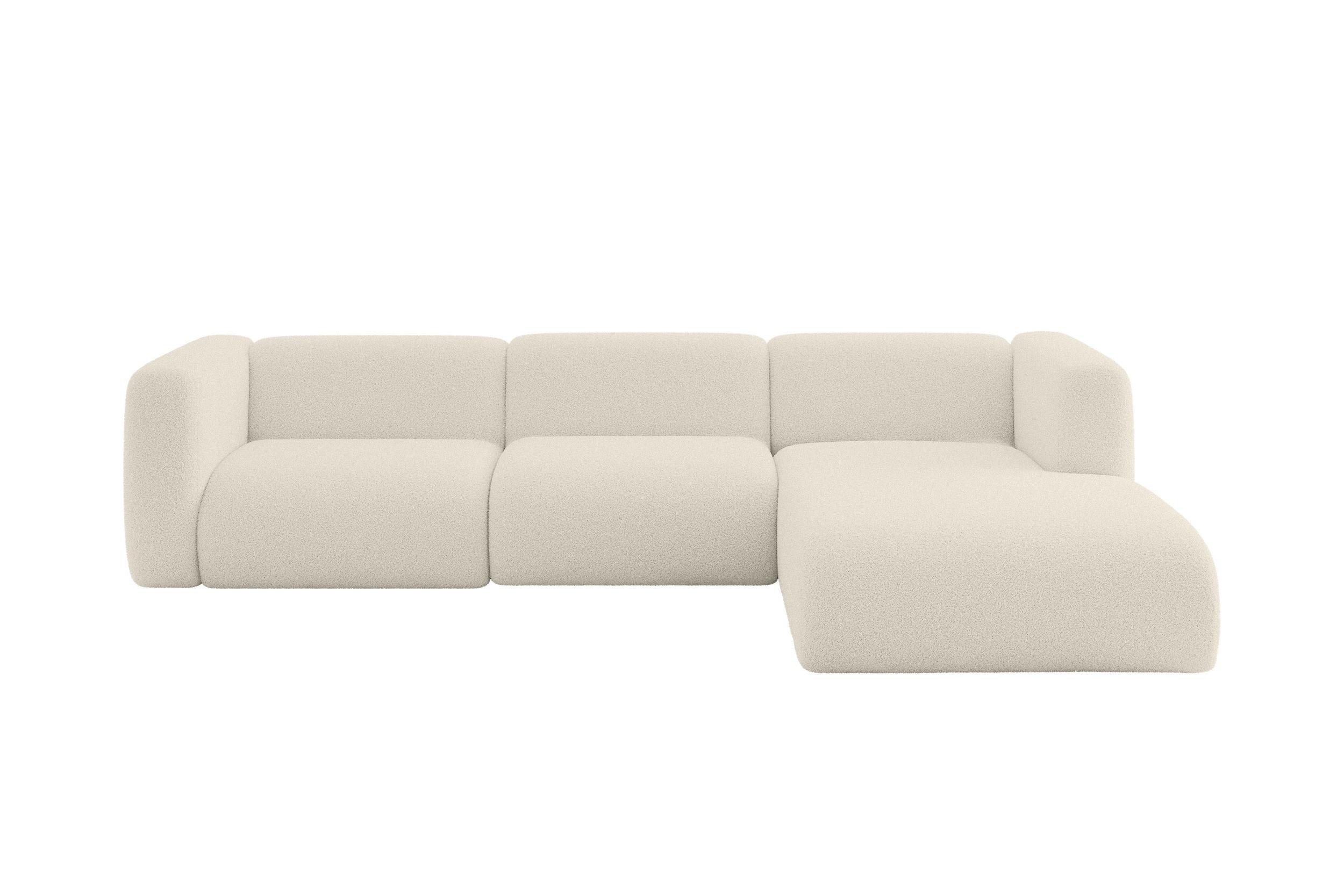 ECKSOFA Ottomane Rechts MIRA-L2 318x179x89 Beige Bouclé - Kaschmir/Beige, Holzwerkstoff/Kunststoff (318/179cm) - ALTDECOR