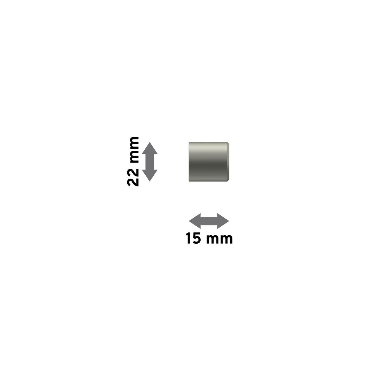 ENDSTÜCKE FÜR GARDINENSTANGEN 16 mm Ø, Lucan Chrom matt, Packung 2 Stück - Chromfarben/Nickelfarben, Metall (1.5/2.2/2.2cm) - INTERDECO