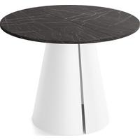 ESSTISCH Lamio runder ausziehbarer, Marmor Schwarz 120-200/120/76 cm - Anthrazit/Weiß, Holzwerkstoff/Metall (120/196/76cm) - WFL GROUP