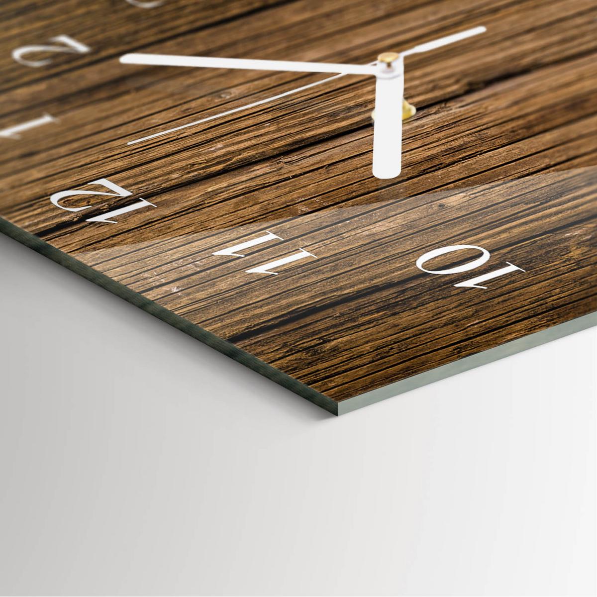 WANDUHR aus Glas 30x60 cm - Holz - Braun, Glas (30/60/0.4cm) - TULUP