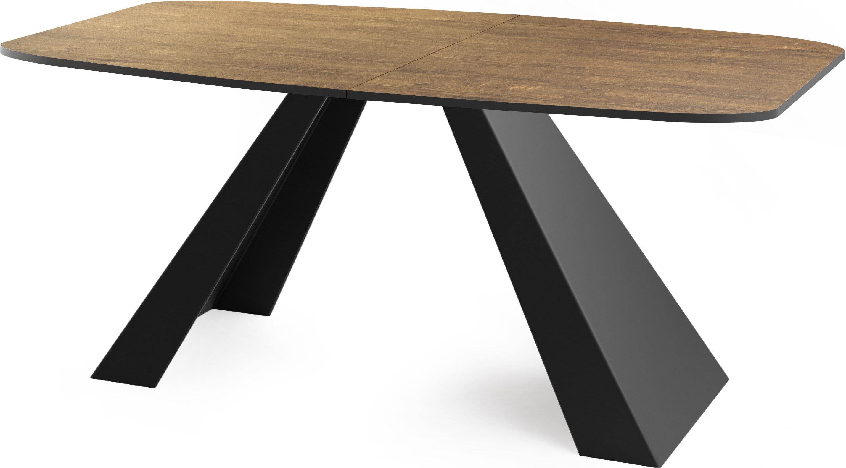 ESSTISCH Monte rechteckig ausziehbar, Lefkas Eiche 160-200/80/76 cm - Alteiche/Schwarz, Holzwerkstoff/Metall (80/198/76cm) - WFL GROUP