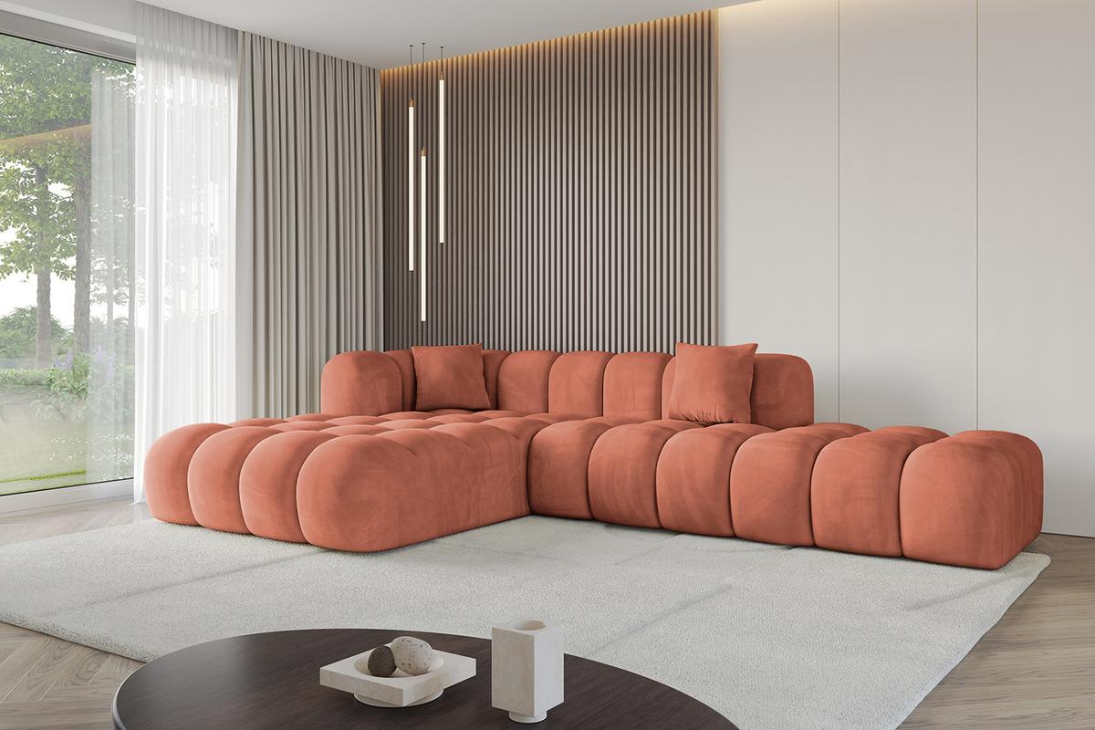 ECKSOFA Ottomane Links OLEA-L2 - 289x176x71 cm Koralle - Koralle/Schwarz, Holzwerkstoff/Kunststoff (289/176cm) - ALTDECOR