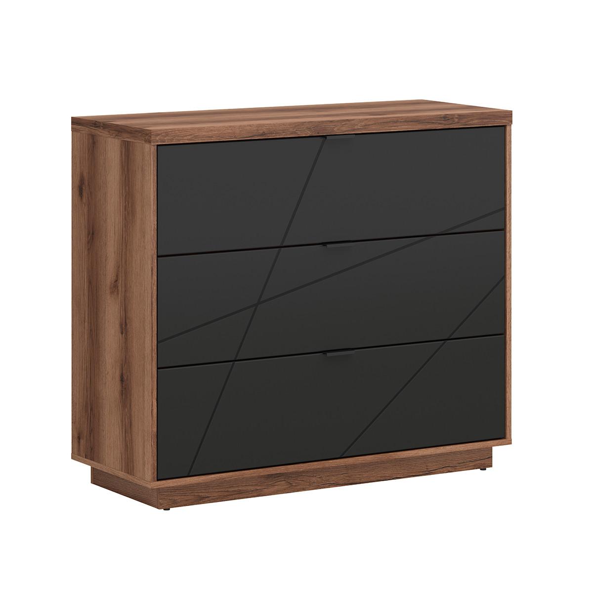 KOMMODE Sven Schwarz und Holz - Weiß, Holzwerkstoff (106/93/42cm) - Petits-meubles