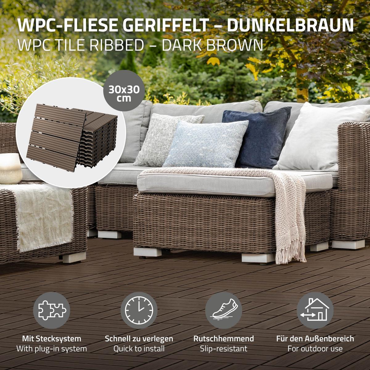 BODENPLATTE 3er Set - Dunkelbraun, Holzwerkstoff (30/30/2cm) - ECD-Germany