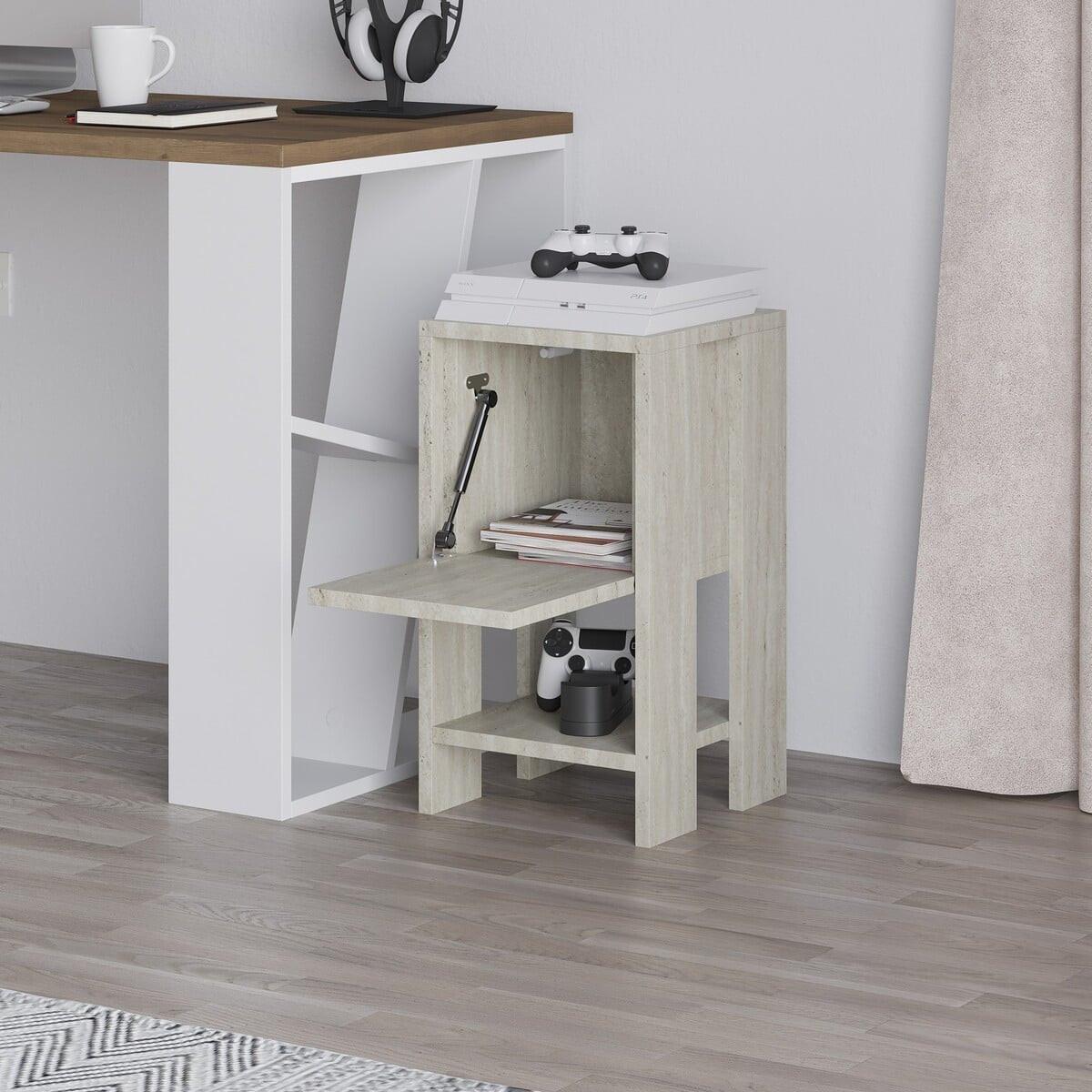 NACHTTISCH 1 Tür aufklappbar Ema 30/30/55 cm - Beige, Holzwerkstoff (30/55/37.5cm) - Calicosy