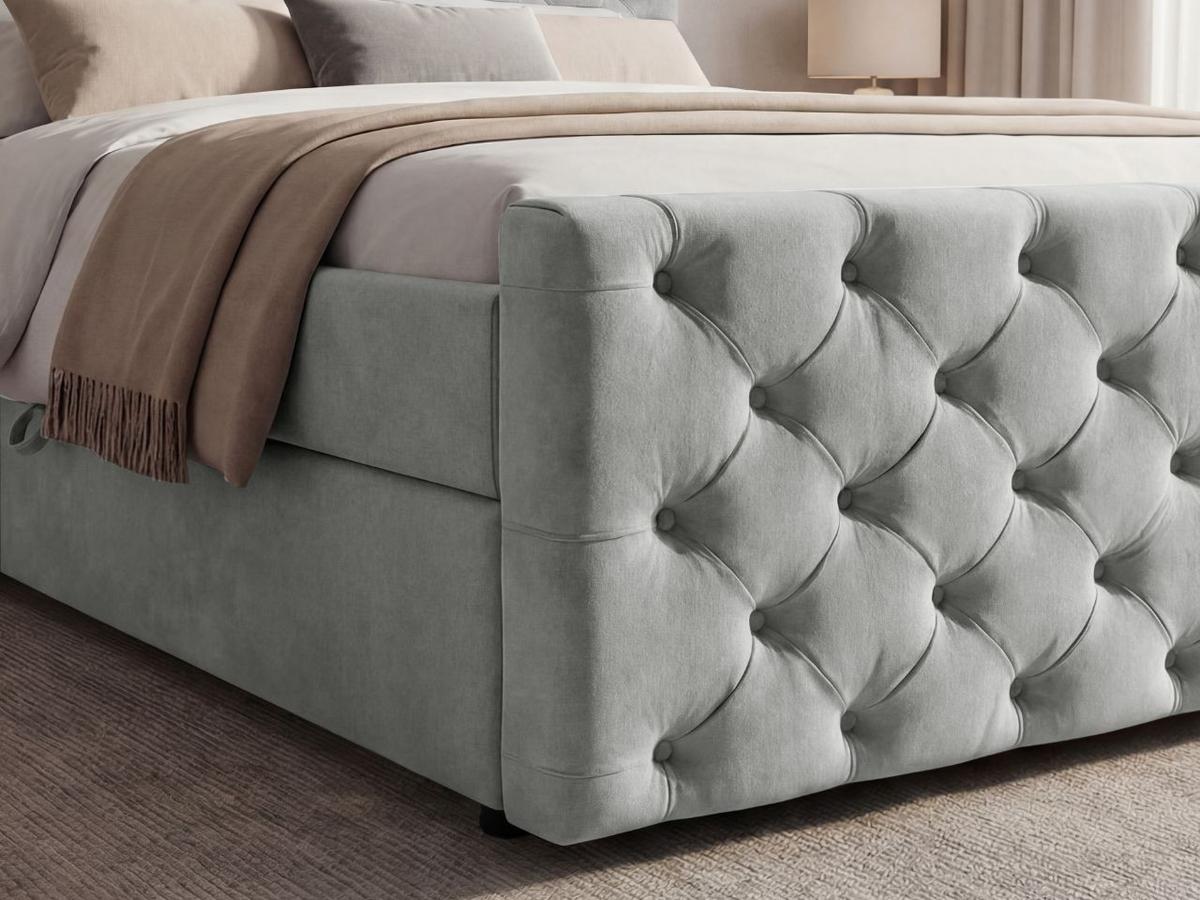 BOXBETT Montego 140x200 Hellgrau - Hellgrau, Holz/Textil (140/200cm) - Graingold