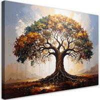 LEINWANDBILD, Bunter Baum der Liebe Natur - Braun, Textil (120/80cm) - Feeby